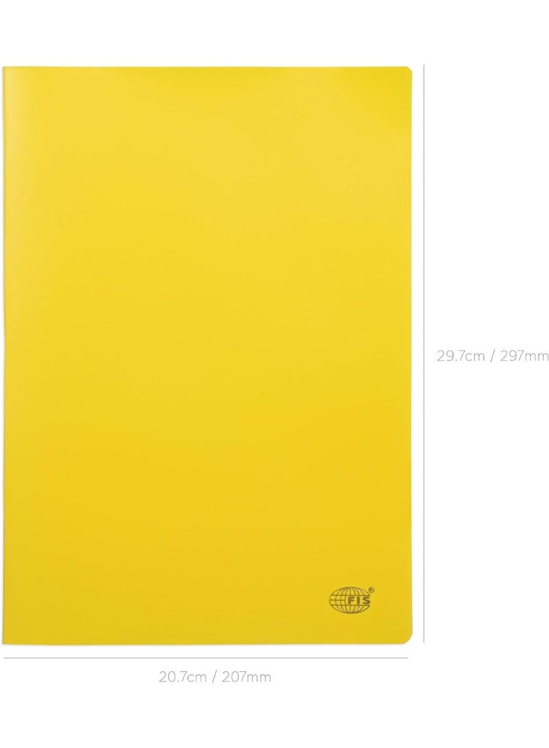 FIS® Notebook, Soft Cover PP Materials, Size A4(210x297mm), Single Line Ruling, 80 Sheets, 160 Pages, 2 Round Edges, Packet of 5 Pieces, Neon Yellow Color-FSNBA4SLPPNYL - Image 3